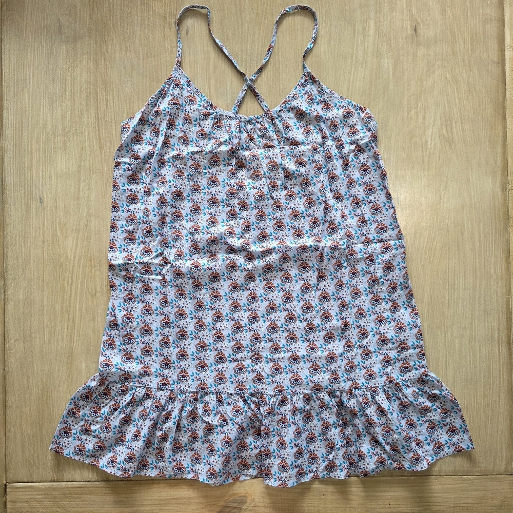 J. Crew Floral Spaghetti Strap Ruffle Hem Sundress Size M